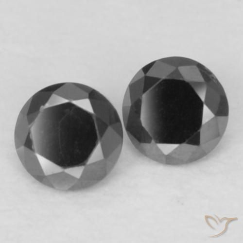 Gemas de Diamante Negro natural de 0.08 ct, Redondo, Opaco