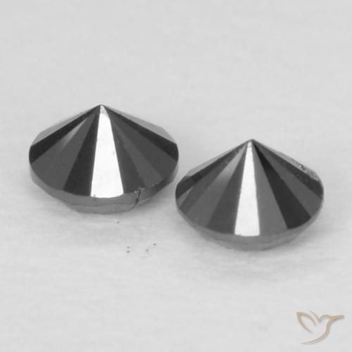 Gemas de Diamante Negro natural de 0.08 ct, Redondo, Opaco