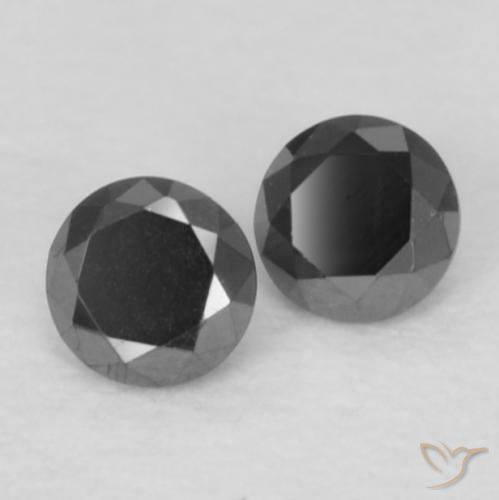 Gemas de Diamante Negro natural de 0.07 ct, Redondo, Opaco