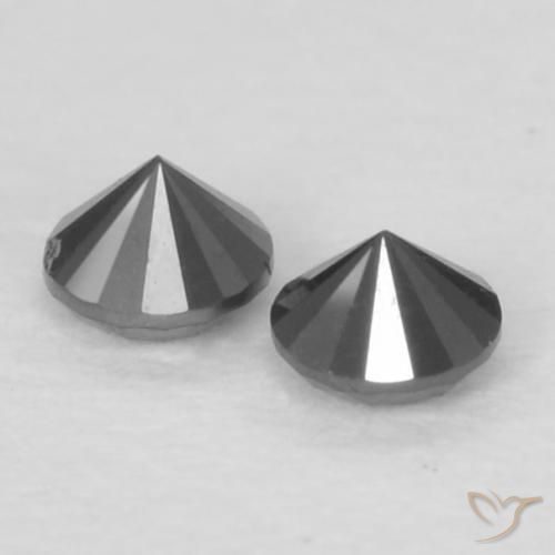 Gemas de Diamante Negro natural de 0.07 ct, Redondo, Opaco