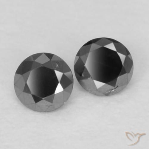 Gemas de Diamante Negro natural de 0.07 ct, Redondo, Opaco