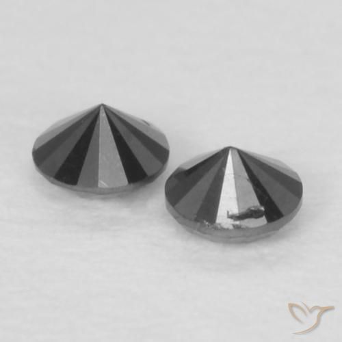 Gemas de Diamante Negro natural de 0.07 ct, Redondo, Opaco
