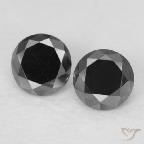 0.09ctw Natural Negro Diamante, Redondo, Opaco