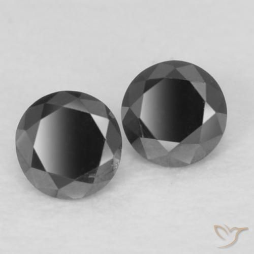 Gemas de Diamante Negro natural de 0.09 ct, Redondo, Opaco