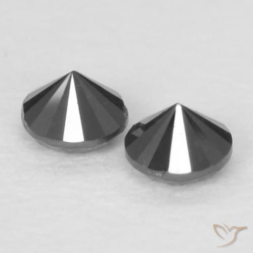Gemas de Diamante Negro natural de 0.09 ct, Redondo, Opaco