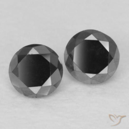 Gemas de Diamante Negro natural de 0.11 ct, Redondo, Opaco