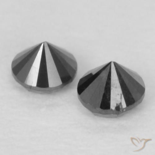 Gemas de Diamante Negro natural de 0.11 ct, Redondo, Opaco