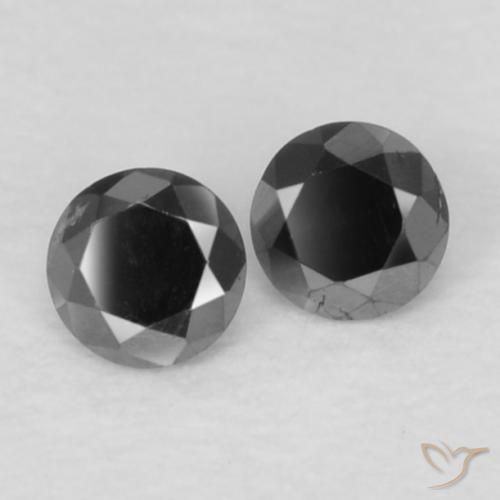 Gemas de Diamante Negro natural de 0.07 ct, Redondo, Opaco