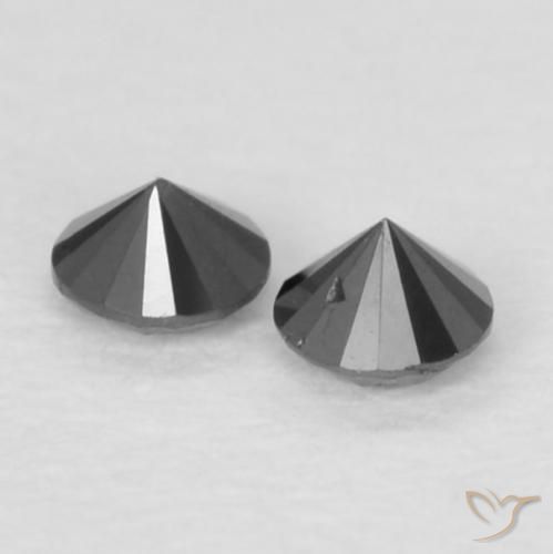 Gemas de Diamante Negro natural de 0.07 ct, Redondo, Opaco
