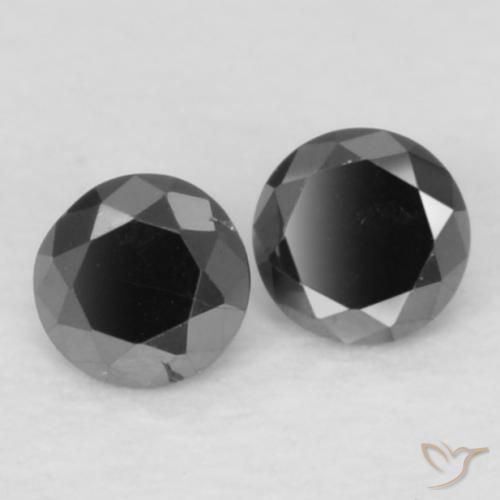 Gemas de Diamante Negro natural de 0.09 ct, Redondo, Opaco