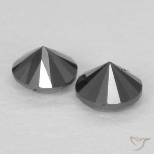 Gemas de Diamante Negro natural de 0.09 ct, Redondo, Opaco