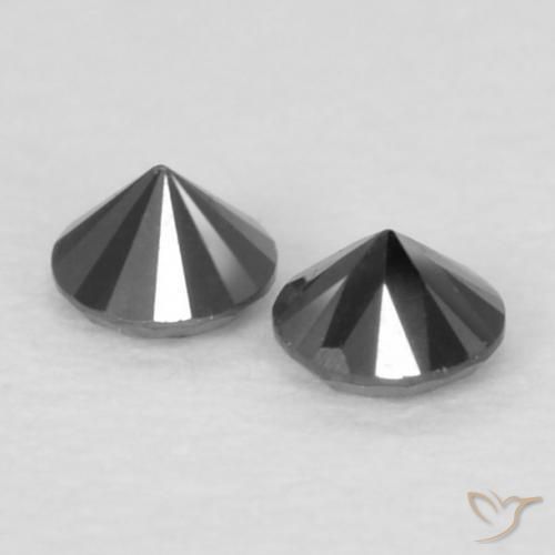 Gemas de Diamante Negro natural de 0.08 ct, Redondo, Opaco