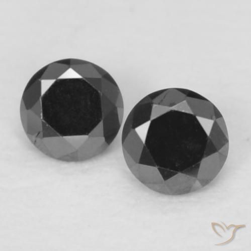 0.09ctw Natural Negro Diamante, Redondo, Opaco