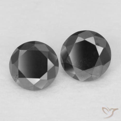 Gemas de Diamante Negro natural de 0.09 ct, Redondo, Opaco