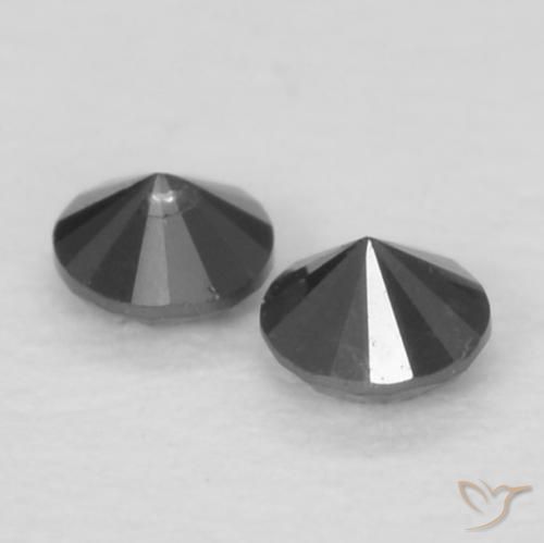 Gemas de Diamante Negro natural de 0.09 ct, Redondo, Opaco
