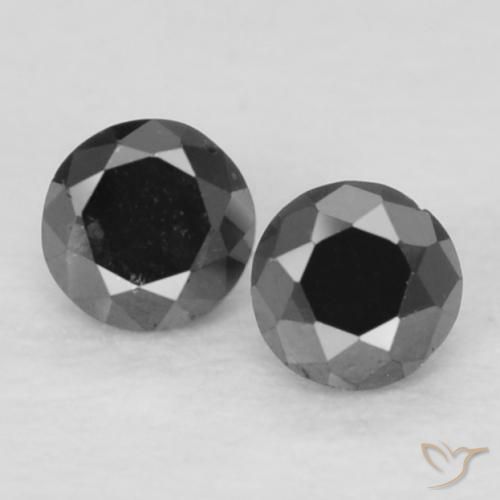 0.11ctw Natural Negro Diamante, Redondo, Opaco