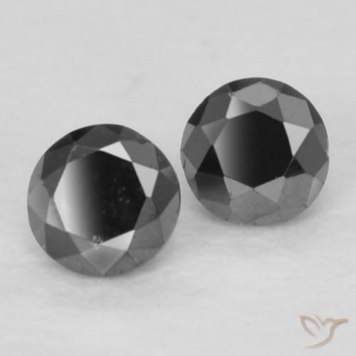 Gemas de Diamante Negro natural de 0.11 ct, Redondo, Opaco