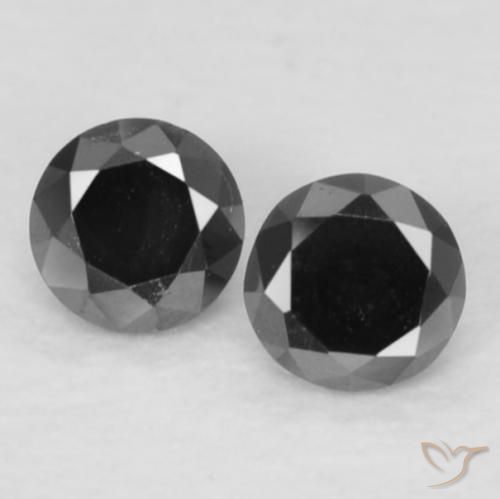 0.09ctw Natural Negro Diamante, Redondo, Opaco