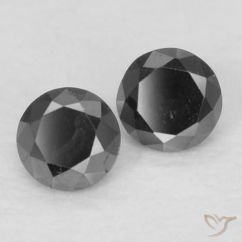 Gemas de Diamante Negro natural de 0.09 ct, Redondo, Opaco
