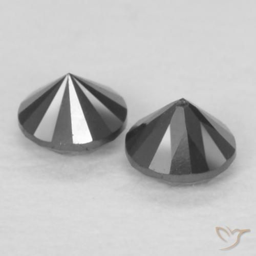 Gemas de Diamante Negro natural de 0.09 ct, Redondo, Opaco