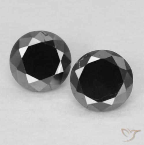 0.09ctw Natural Negro Diamante, Redondo, Opaco