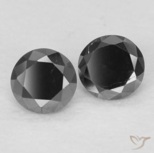 Gemas de Diamante Negro natural de 0.09 ct, Redondo, Opaco