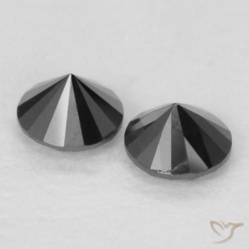 Gemas de Diamante Negro natural de 0.09 ct, Redondo, Opaco