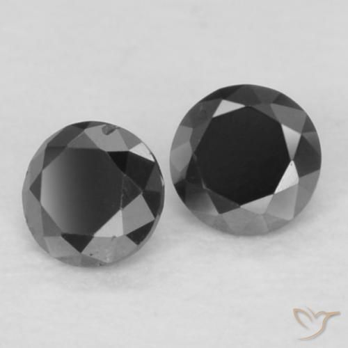 Gemas de Diamante Negro natural de 0.08 ct, Redondo, Opaco
