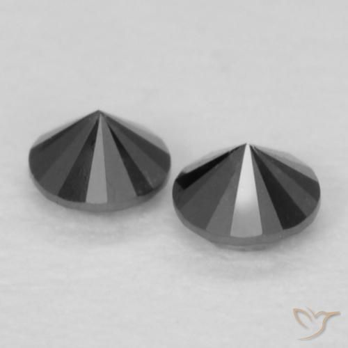 Gemas de Diamante Negro natural de 0.08 ct, Redondo, Opaco