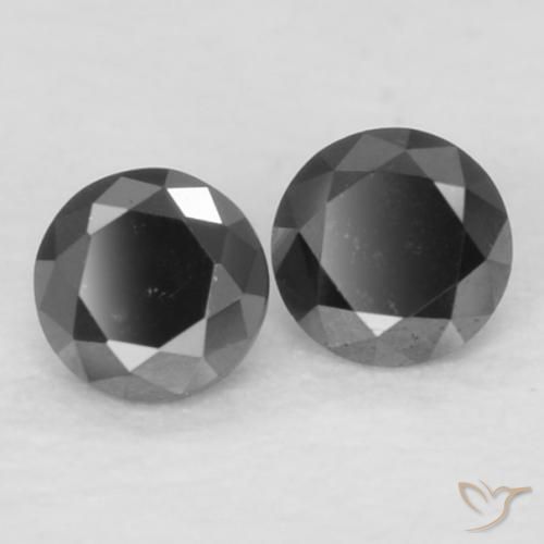 Gemas de Diamante Negro natural de 0.09 ct, Redondo, Opaco