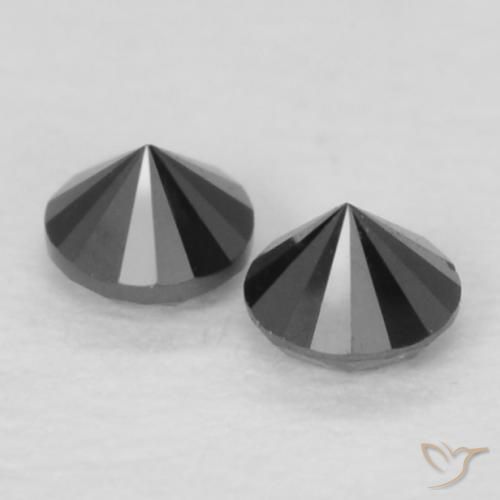 Gemas de Diamante Negro natural de 0.09 ct, Redondo, Opaco
