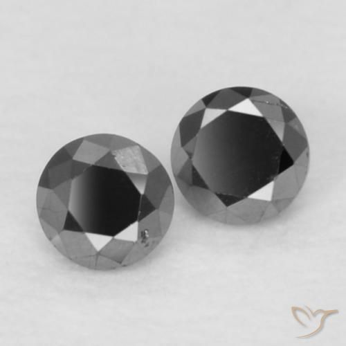 Gemas de Diamante Negro natural de 0.09 ct, Redondo, Opaco