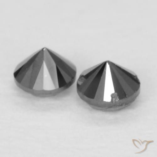 Gemas de Diamante Negro natural de 0.09 ct, Redondo, Opaco