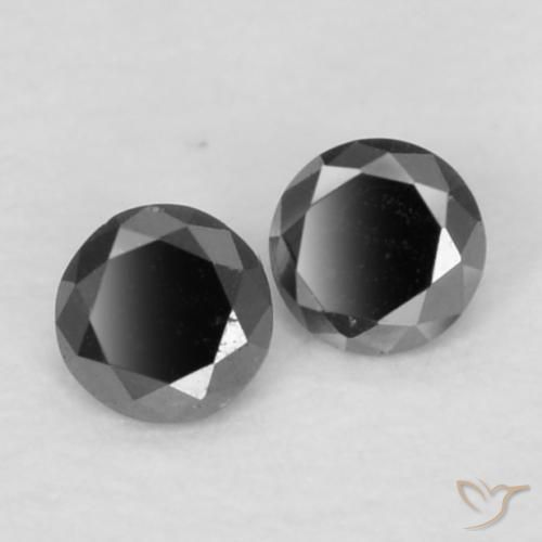 Gemas de Diamante Negro natural de 0.08 ct, Redondo, Opaco
