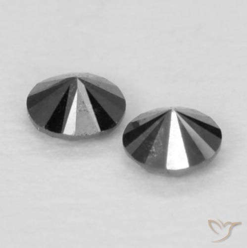 Gemas de Diamante Negro natural de 0.08 ct, Redondo, Opaco