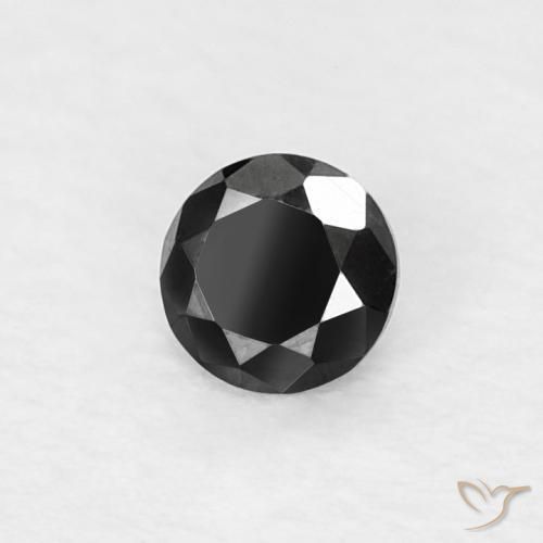 Diamante Negro natural de 0.07 ct, Redondo, Opaco