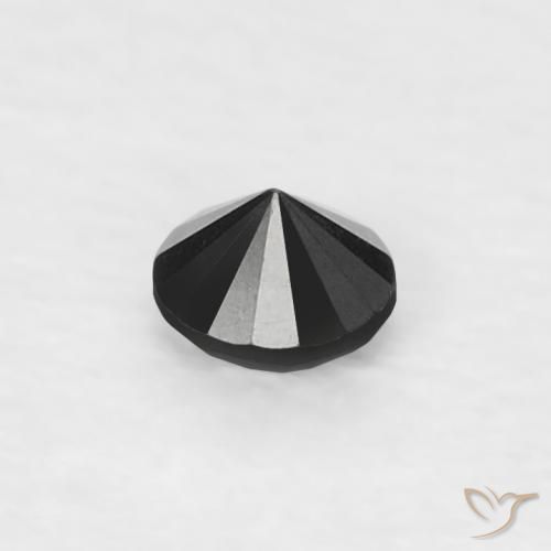 Diamante Negro natural de 0.07 ct, Redondo, Opaco