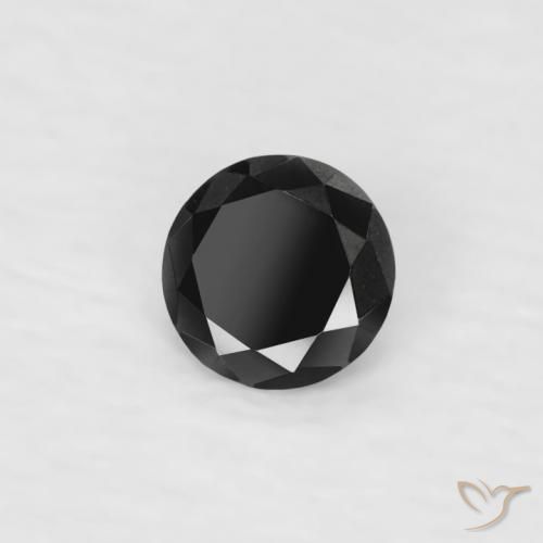 Diamante Negro natural de 0.06 ct, Redondo, Opaco