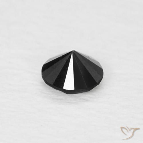 Diamante Negro natural de 0.06 ct, Redondo, Opaco