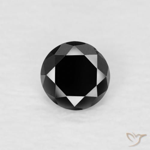 0.08ct Natural Negro Diamante, Redondo, Opaco