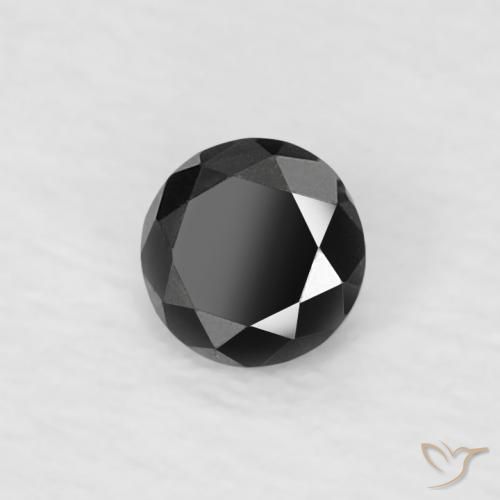 Diamante Negro natural de 0.08 ct, Redondo, Opaco