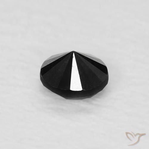 Diamante Negro natural de 0.08 ct, Redondo, Opaco