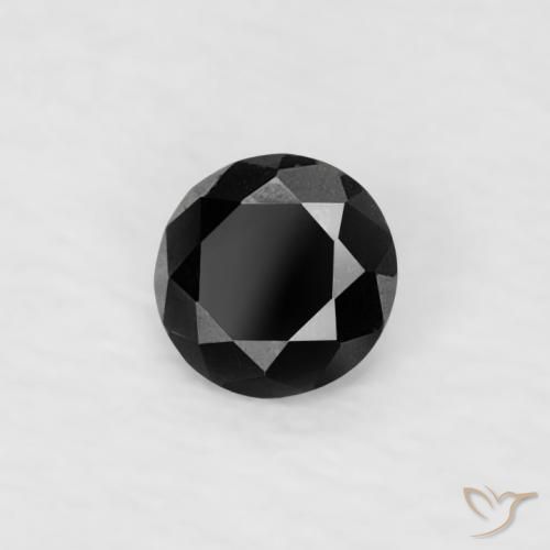 Diamante Negro natural de 0.07 ct, Redondo, Opaco