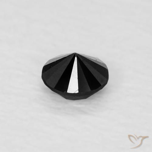 Diamante Negro natural de 0.07 ct, Redondo, Opaco