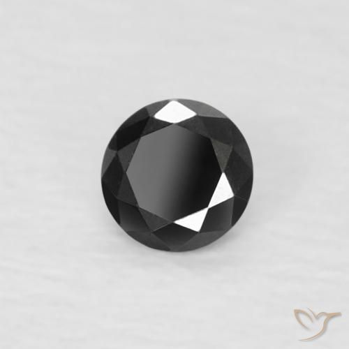 Diamante Negro natural de 0.06 ct, Redondo, Opaco