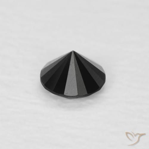 Diamante Negro natural de 0.06 ct, Redondo, Opaco