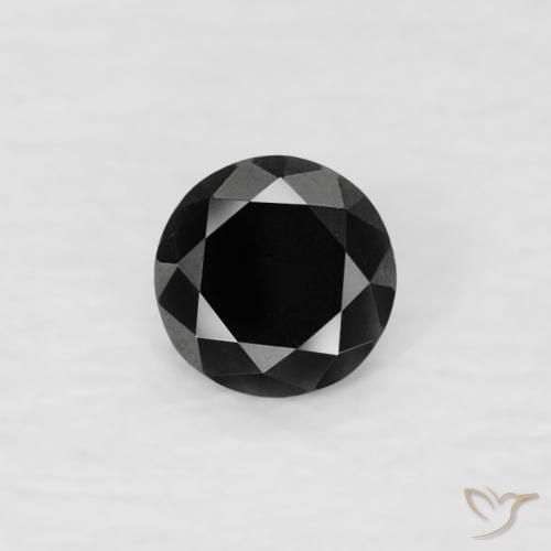 0.07ct Natural Negro Diamante, Redondo, Opaco