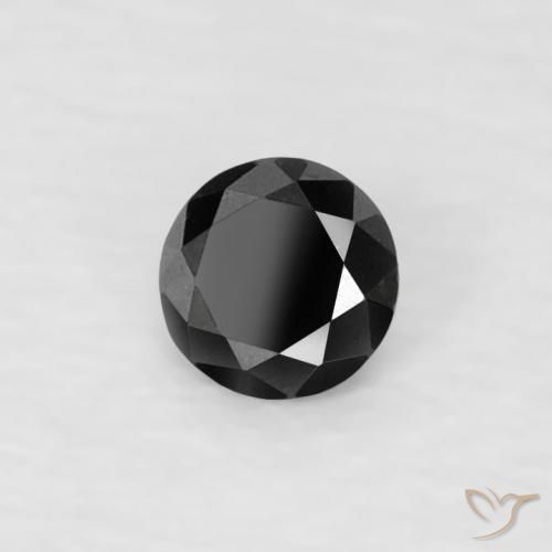 Diamante Negro natural de 0.07 ct, Redondo, Opaco