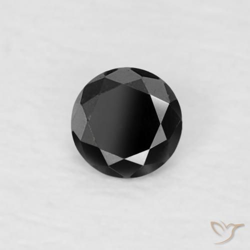 Diamante Negro natural de 0.07 ct, Redondo, Opaco