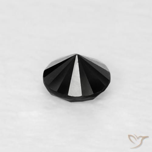 Diamante Negro natural de 0.07 ct, Redondo, Opaco